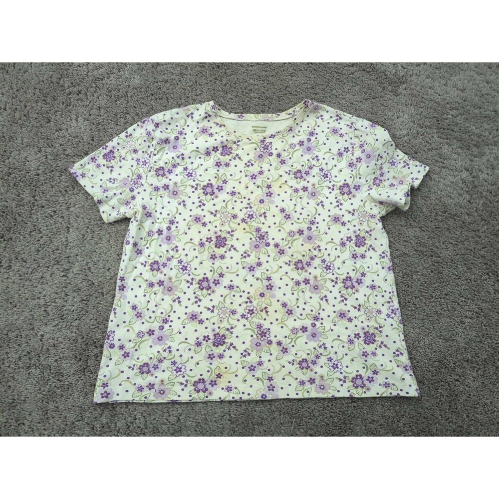 Bobbie Brooks Shirt Womens‎ L Floral Short Sleeve Knit